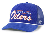 '47 NHL Edmonton Oilers Double Header Rope Mesh Adjustable Snapback Hat - Blue