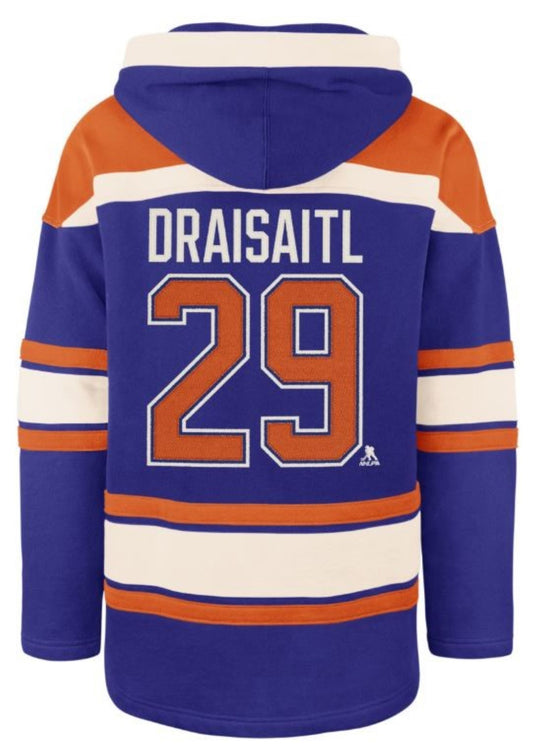 '47 NHL Edmonton Oilers Leon Draisaitl Player Lacer Hoodie - Blue/Orange
