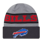 Men's New Era Grey/Red Buffalo Bills 2023 Sideline Tech Cuffed Knit Beanie