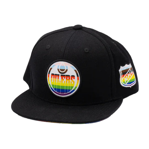 Edmonton Oilers Mitchell & Ness Pride Black Snapback Hat