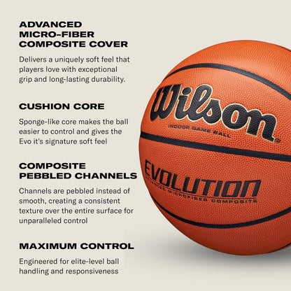 Wilson Evolution Black Edition Official Basketball - Size 5-27.5"