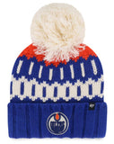 47 NHL Edmonton Oilers Felicity Cuff Knit Pom Beanie - Blue/White