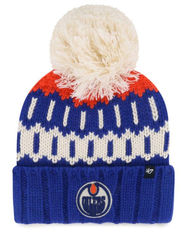 47 NHL Edmonton Oilers Felicity Cuff Knit Pom Beanie - Blue/White