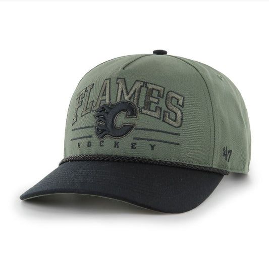 47 NHL Calgary Flames Roscoe Rope Option TT Hitch Snapback Hat - Green/Black