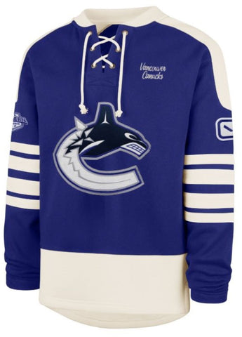 '47 NHL Vancouver Canucks Golden Age Sweep Check Eternal Lacer Fleece Hoodie - Blue/White