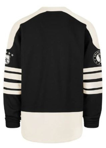 '47 NHL Boston Bruins Golden Age Sweep Check Eternal Lacer Fleece Hoodie - Black/White