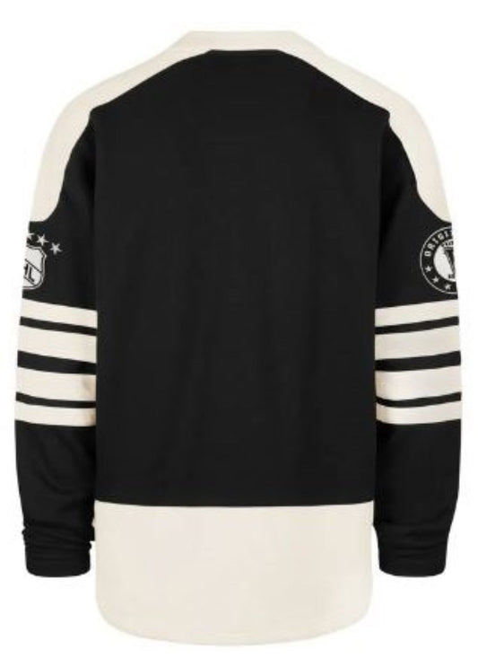 '47 NHL Boston Bruins Golden Age Sweep Check Eternal Lacer Fleece Hoodie - Black/White