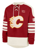 '47 NHL Calgary Flames Golden Age Sweep Check Eternal Lacer Fleece Hoodie - Red/White