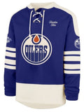 '47 NHL Edmonton Oilers Golden Age Sweep Check Eternal Lacer Fleece Hoodie - Blue/White