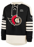 '47 NHL Ottawa Senators Golden Age Sweep Check Eternal Lacer Fleece Hoodie - Black/White