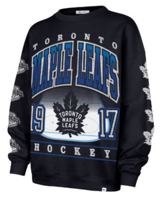 '47 NHL Women's Toronto Maple Leafs 'Go Big' Oversized Crewneck - Navy Blue