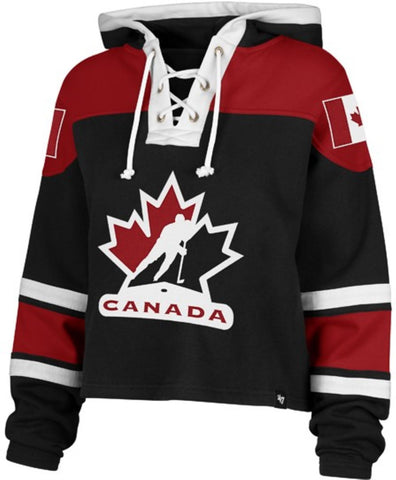 '47 Hockey Canada Women's Cropped Superior Lace Hoodie - Black
