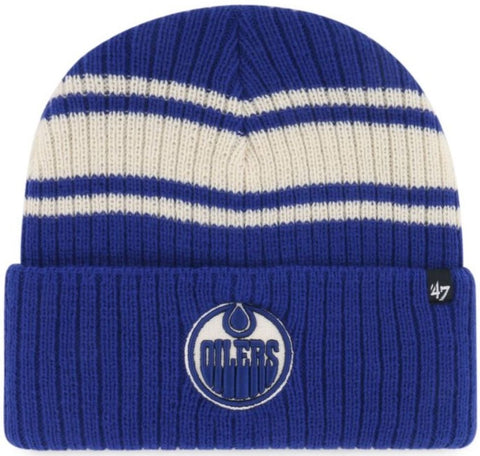 47 NHL Edmonton Oilers Harbor Stripe Cuff Knit Beanie - Blue/White