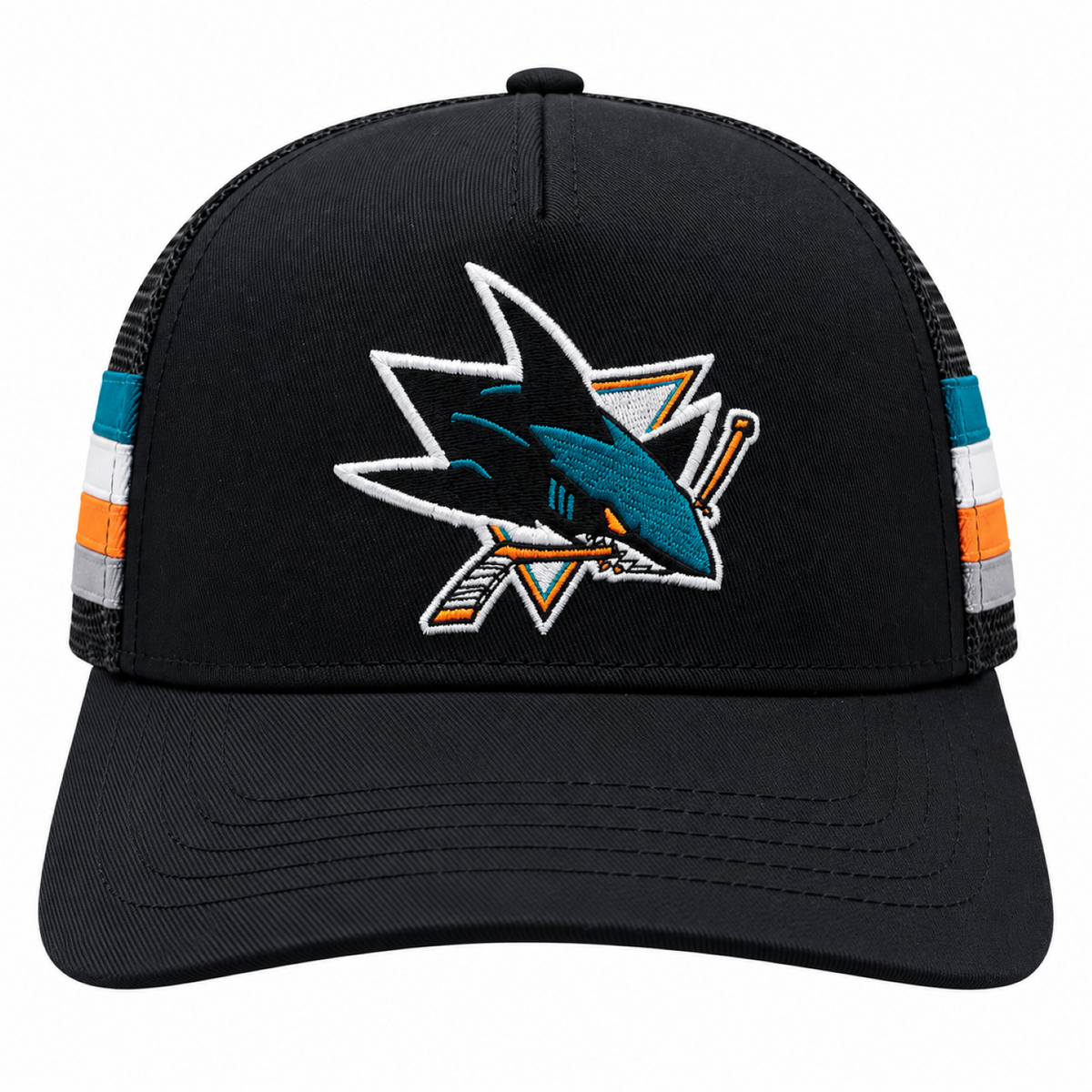American Needle NHL San Jose Sharks Hotfoot Stripes Trucker Adjustable Snapback Hat - Black