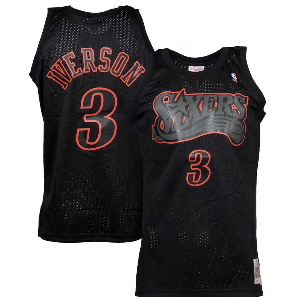 Men s Mitchell Ness NBA Allen Iverson Philadelphia 76ers Hardwood Classics Dynamic Swingman Jersey Black