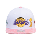 Men's Mitchell & Ness Los Angeles Lakers Snapback Hat - White/Pink