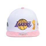 Men's Mitchell & Ness Los Angeles Lakers Snapback Hat - White/Pink