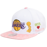 Men's Mitchell & Ness Los Angeles Lakers Snapback Hat - White/Pink
