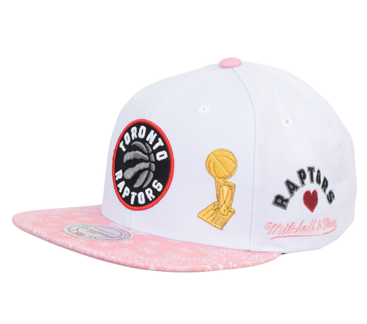 Men's Mitchell & Ness Toronto Raptors Snapback Hat - White/Pink