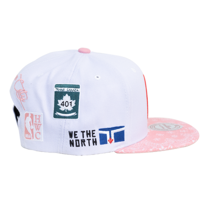 Men's Mitchell & Ness Toronto Raptors Snapback Hat - White/Pink