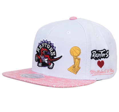 Men's Mitchell & Ness Toronto Raptors NBA Snapback Hat - White/Pink