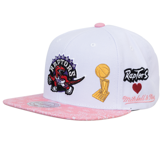 Men's Mitchell & Ness Toronto Raptors NBA Snapback Hat - White/Pink