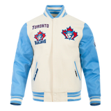 Pro Standard MLB Toronto Blue Jays Retro Classic Rib Wool Varsity Jacket – Cream/Blue