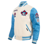 Pro Standard MLB Toronto Blue Jays Retro Classic Rib Wool Varsity Jacket – Cream/Blue