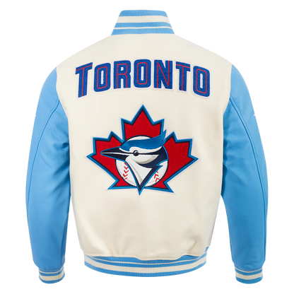 Pro Standard MLB Toronto Blue Jays Retro Classic Rib Wool Varsity Jacket – Cream/Blue