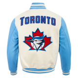 Pro Standard MLB Toronto Blue Jays Retro Classic Rib Wool Varsity Jacket – Cream/Blue