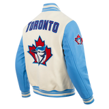 Pro Standard MLB Toronto Blue Jays Retro Classic Rib Wool Varsity Jacket – Cream/Blue