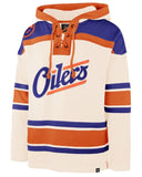 '47 NHL Edmonton Oilers Lacer Hoodie - Off White/Orange/Blue