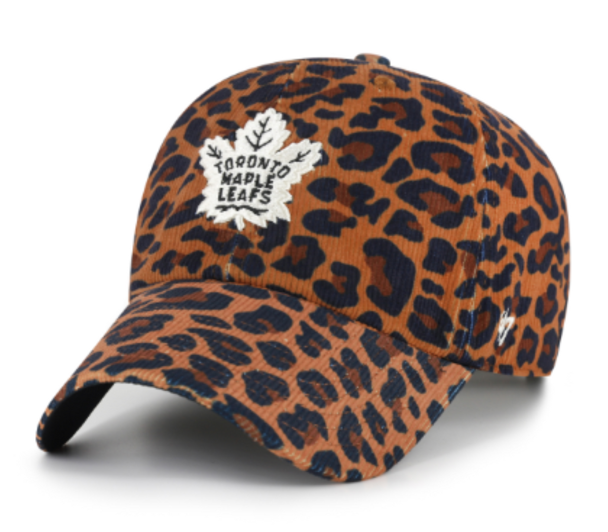 '47 NHL Toronto Maple Leafs Women's Leopard Corduroy Clean Up Adjustable Hat - Leopard Print