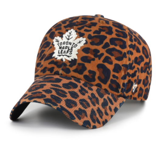 '47 NHL Toronto Maple Leafs Women's Leopard Corduroy Clean Up Adjustable Hat - Leopard Print
