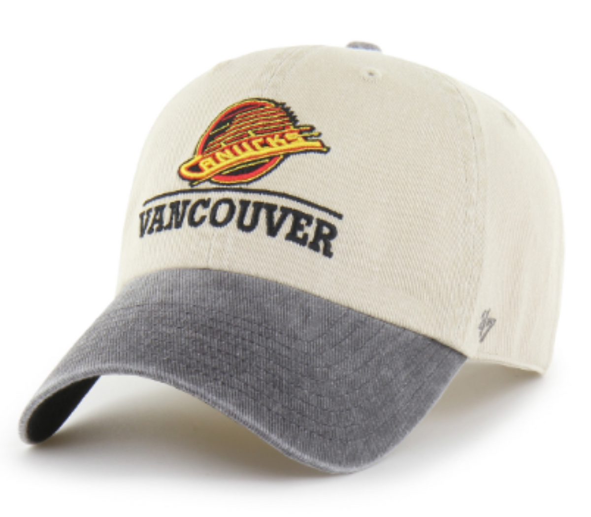 '47 NHL Vancouver Canucks Logo Line TT Clean Up Adjustable Cap - Tan/Black