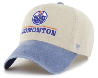 '47 NHL Edmonton Oilers Logo Line TT Clean Up Adjustable Cap - Tan/Blue