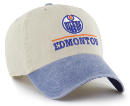 '47 NHL Edmonton Oilers Logo Line TT Clean Up Adjustable Cap - Tan/Blue
