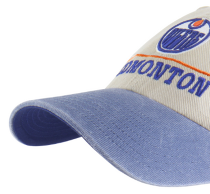 '47 NHL Edmonton Oilers Logo Line TT Clean Up Adjustable Cap - Tan/Blue