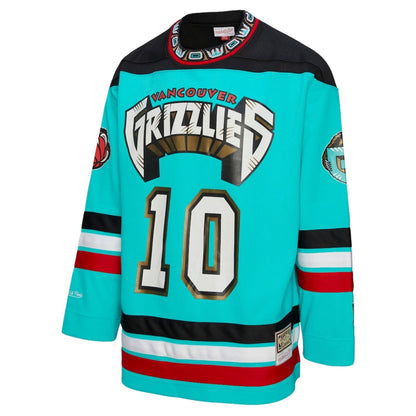 Mitchell & Ness Vancouver Grizzlies Mike Bibby #10 Maxxed Out Fashion Hockey Jersey - Turquoise