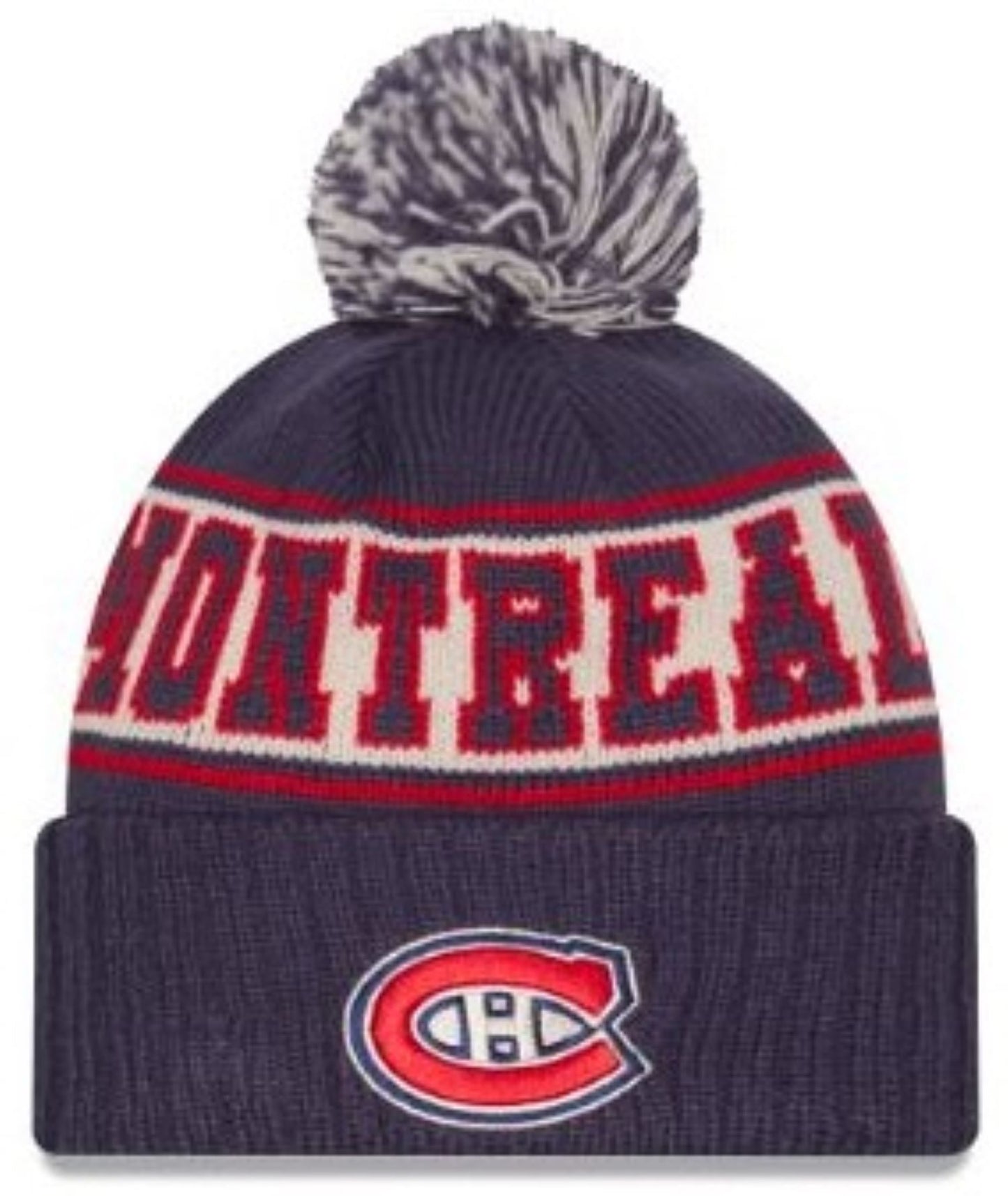 New Era NHL Montreal Canadiens Retro Pom Knit Beanie - Navy/Red