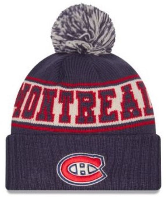 New Era NHL Montreal Canadiens Retro Pom Knit Beanie - Navy/Red
