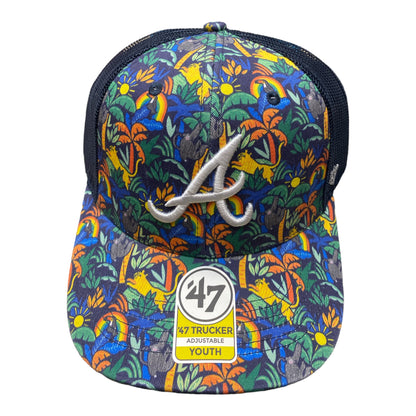 Youth Atlanta Braves '47 Trucker Navy Floral Adjustable Snapback Cap