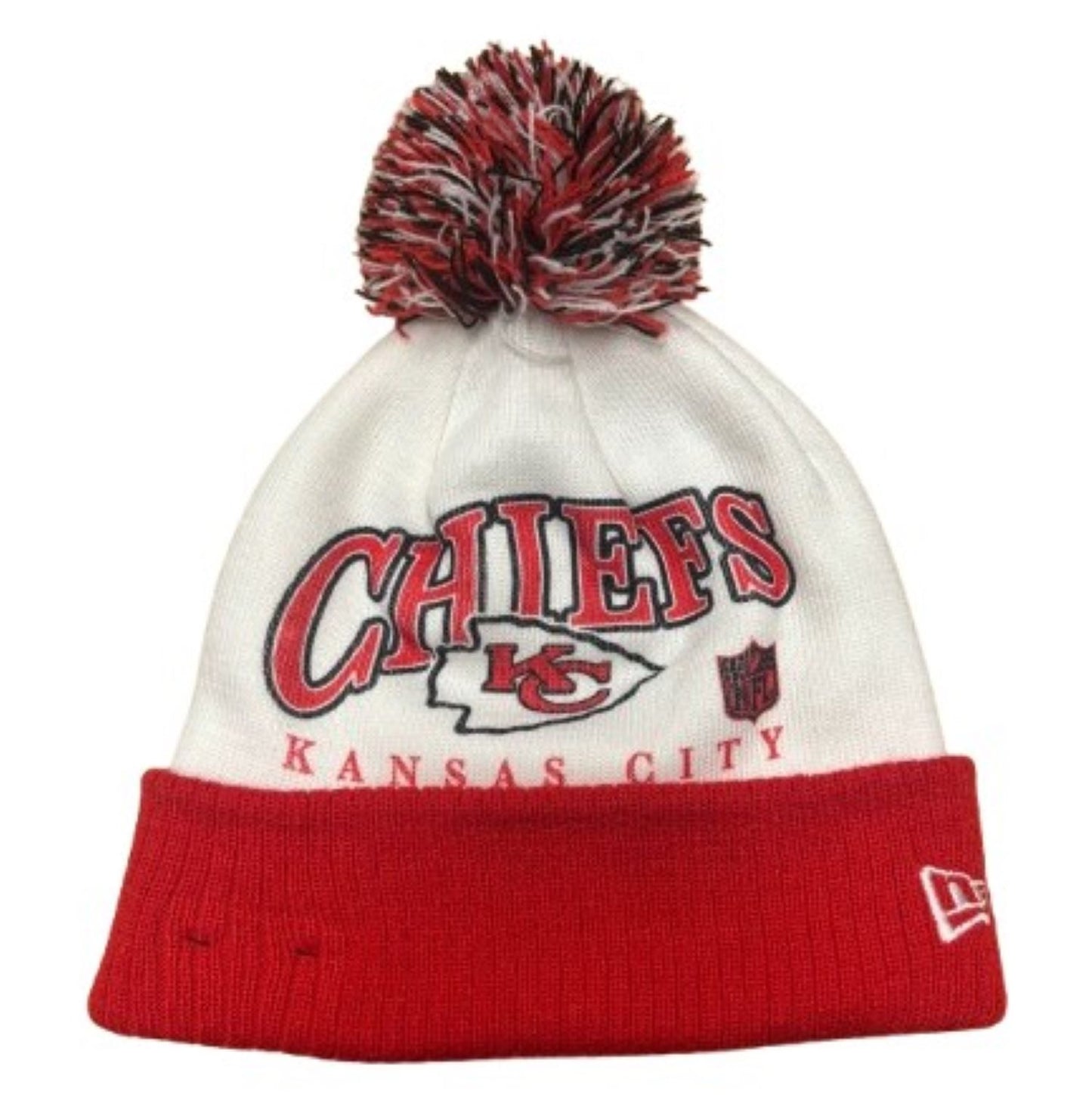 Men's New Era Kansas City Chiefs Spirit Cuffed Knit Pom Beanie - White/Red