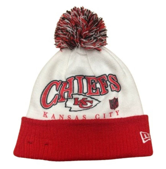 Men's New Era Kansas City Chiefs Spirit Cuffed Knit Pom Beanie - White/Red