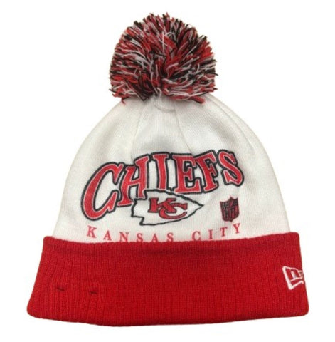 Men's New Era Kansas City Chiefs Spirit Cuffed Knit Pom Beanie - White/Red