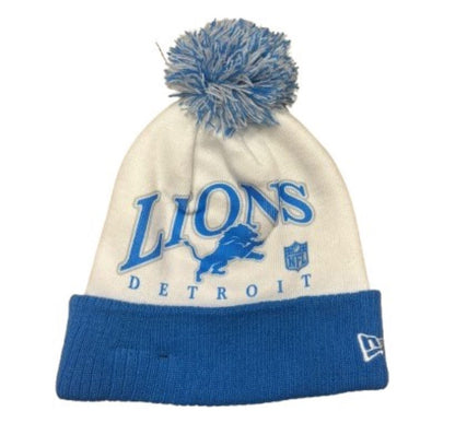 Men's New Era Detroit Lions Spirit Cuffed Knit Pom Beanie - White/Blue