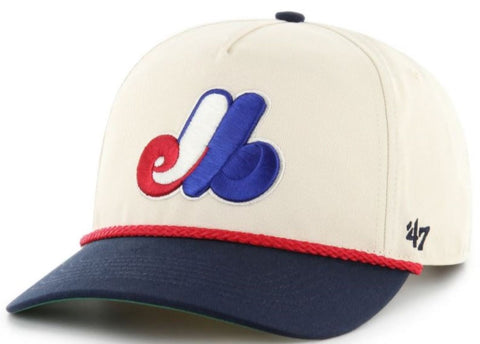 '47 MLB Montreal Expos Natural Rope TT Hitch Adjustable Snapback Hat - Beige/Navy