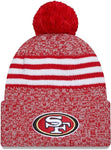 New Era San Francisco 49ers 2023 Sideline Cuffed Knit Hat with Pom - Scarlet