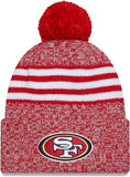 New Era San Francisco 49ers 2023 Sideline Cuffed Knit Hat with Pom - Scarlet