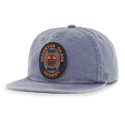 '47 NHL Edmonton Oilers Boot Path Captain RF Adjustable Snapback Hat - Blue